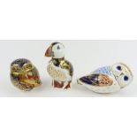 Royal Crown Derby paperweights - a puffin, printed