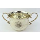 A silver two handled bowl,