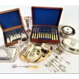 A collection of silver plated items to include gal