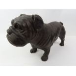 A metal figure of a bull dog, 28.5cm long, 16cm hi