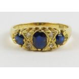 A sapphire and diamond ring in the Edwardian style