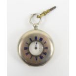 A silver cased half hunter pocket watch, the white