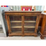 A Victorian inlaid walnut display cabinet, with tw