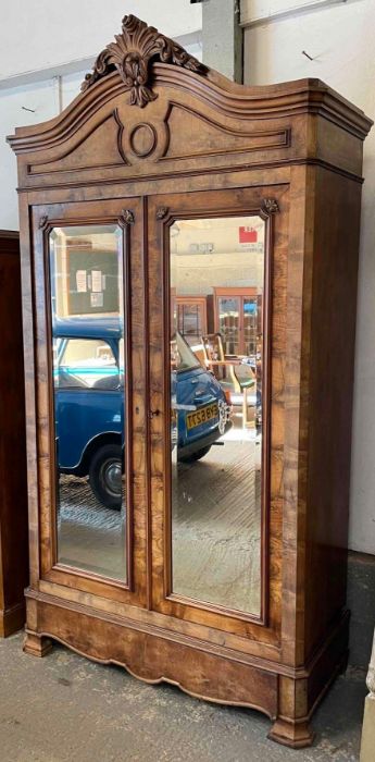 A 19th century two door mirrored wardrobe, with a - Image 2 of 3