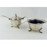 A silver salt and lidded mustard set, Birmingham,