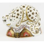 Royal Crown Derby paperweight - Snow Leopard, 2005