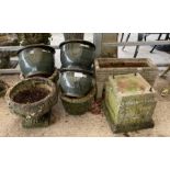 Four stone effect garden planters, various togethe