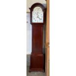 An eight day longcase clock the arched silvered d