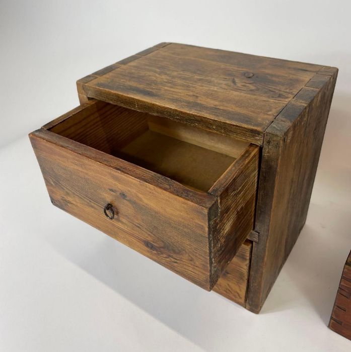 A small pine two drawer box together with other wo - Image 2 of 4