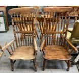 A pair of early 20th century ash and elm turned “s