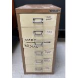 A metal cabinet of six drawers 59.5cm high 28cm wi