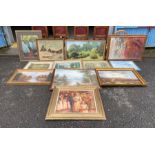 Twelve assorted 20th century framed oil paintings,