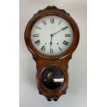 A 19th century drop dial wall clock with white ena
