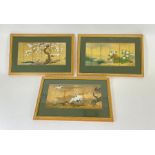A set of three Japanese panel style prints, framed