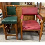 A Victorian mahogany framed open arm chair with ch