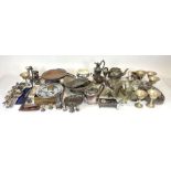 A large quantity of silver plated items includes t