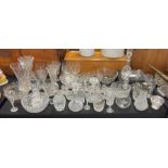 A large quantity of clear glass ware including lar
