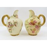 A Royal Worcester porcelain jug with painted flora