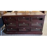 A 20th century mahogany shop cabinet fitted with n
