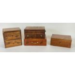 A small pine two drawer box together with other wo