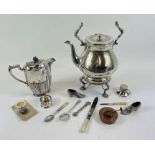 A large silver plated spirit kettle and stand, tog