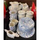A blue and white stilton cheese dish and cover tog