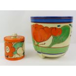 Clarice Cliff Bizarre preserve pot and cover with