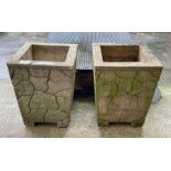 A pair of stone effect rectangular planters 45cm h
