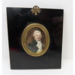 A late 18th century oval portrait miniature on ivo
