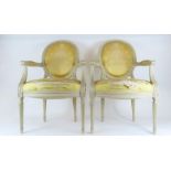 A pair of 19th century style fauteuil with painted