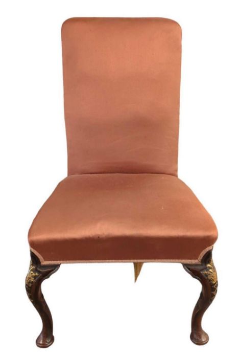 A George III upholstered mahogany high back chair