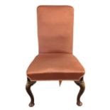 A George III upholstered mahogany high back chair
