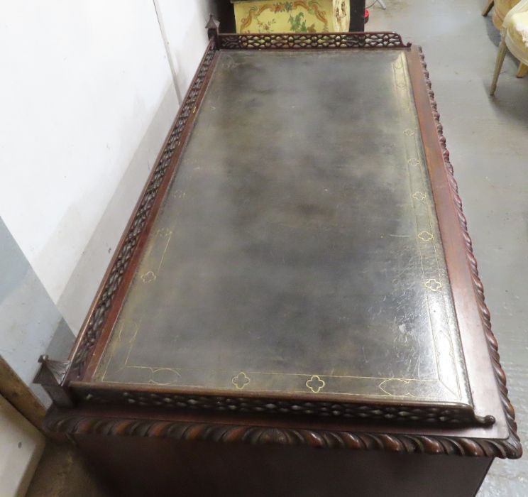 A Victorian mahogany kneehole desk, in the Chippen - Image 3 of 6
