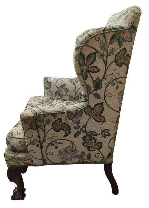 A 19th century wingback chair with front foliate c - Image 4 of 4