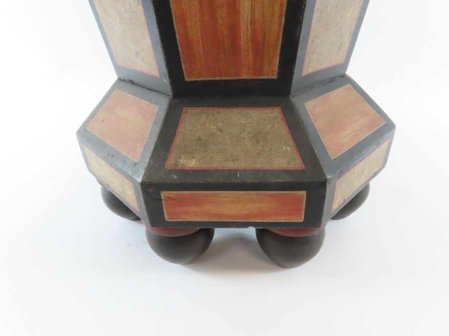 An octagonal painted wood work table with hinged c - Image 2 of 4