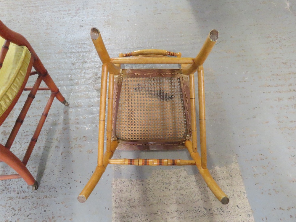 A simulated bamboo chair with painted decoration a - Image 8 of 16