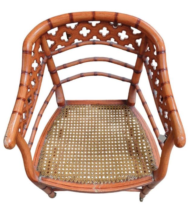 A simulated bamboo chair with painted decoration a - Image 2 of 16