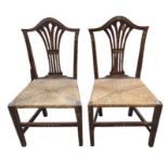 A pair of late 18th century rush seated chairs, ha