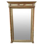 A 19th century overmantel mirror with later painte