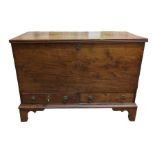 A George III elm mule chest having hinged lid with