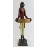 A painted bronze monkey dumb waiter figure, 42.5cm