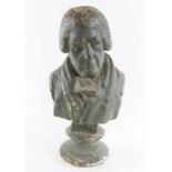 A 19th century painted plaster bust of a gentleman