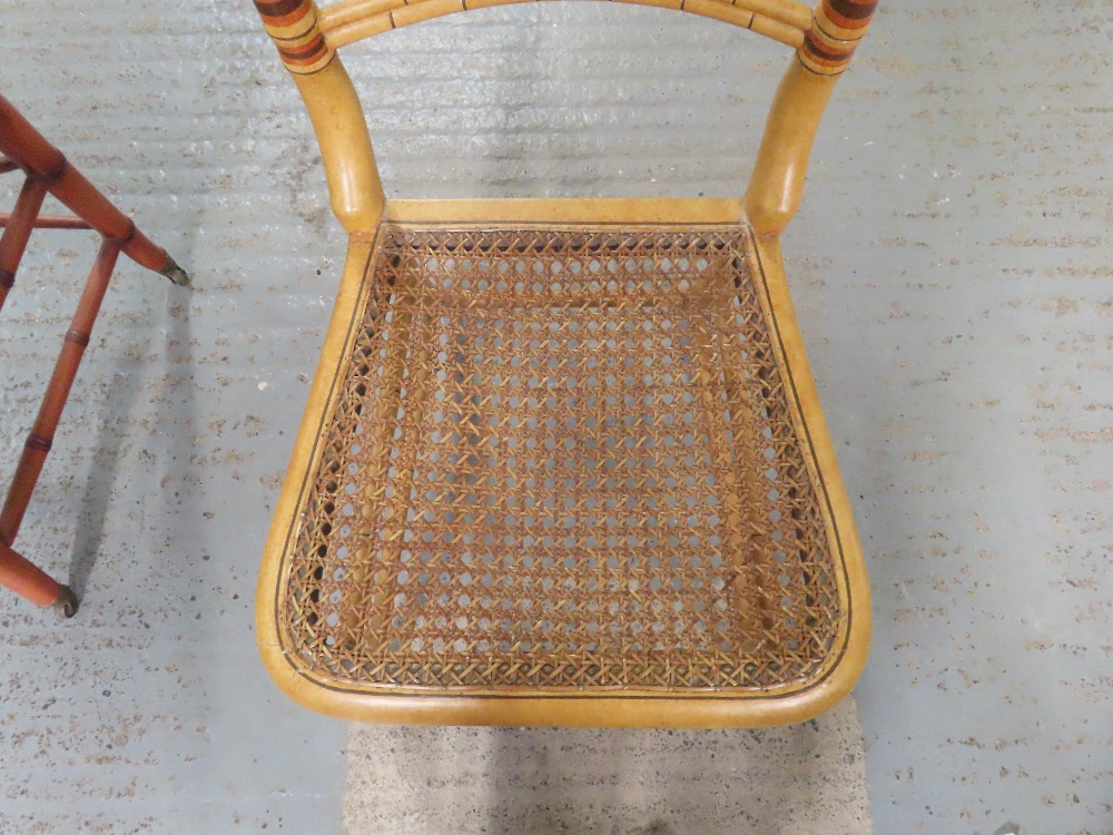 A simulated bamboo chair with painted decoration a - Image 10 of 16