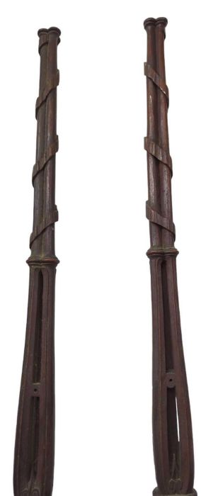 A pair of 19th century carved hardwood pillars (po - Image 2 of 5