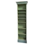 A tall painted wood bookcase, 242cms high, 63cms w