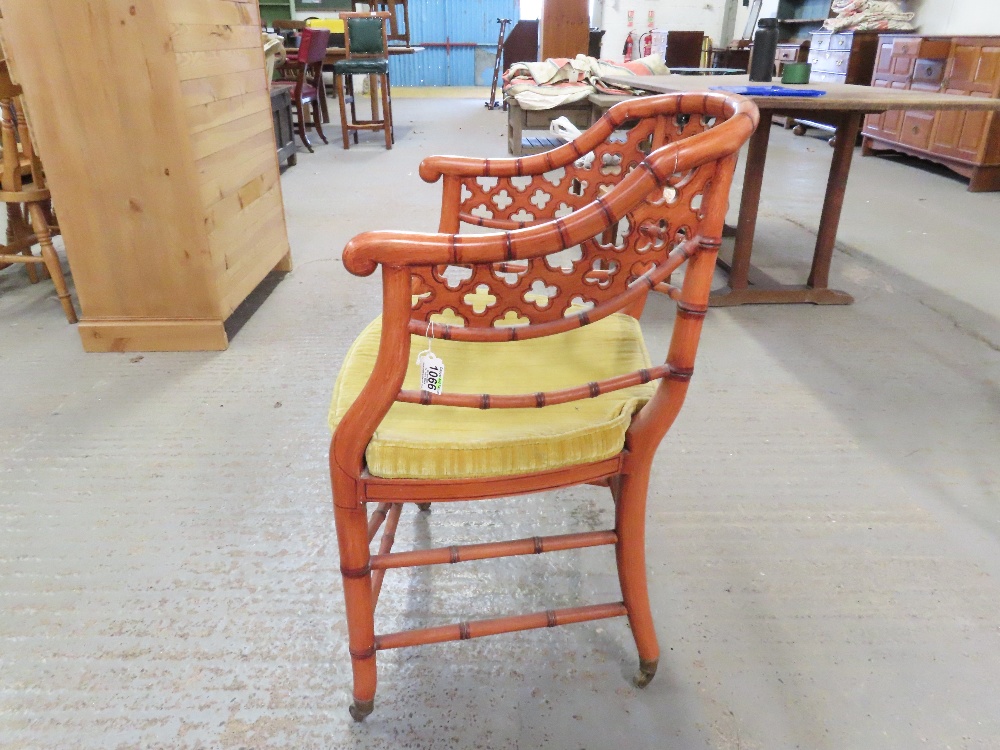 A simulated bamboo chair with painted decoration a - Image 13 of 16