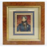 A small watercolour portrait of George IV in satin