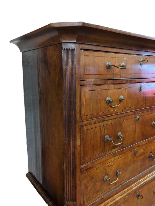 An early 18th century walnut tallboy fitted with - Image 6 of 6