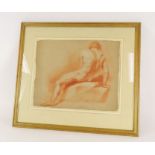 J B Descamps – portrait of a male nude, red chalk