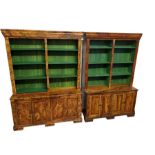A large bookcase with painted wood grain effect, t
